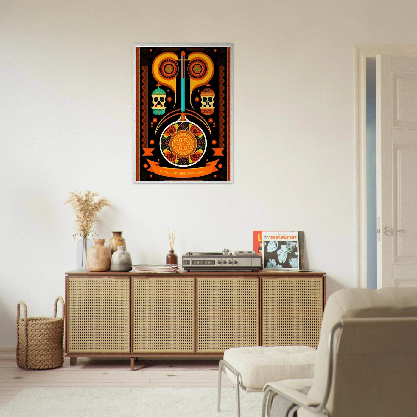 Vibrant Day of the Dead Guitar - Vibrantwalls
