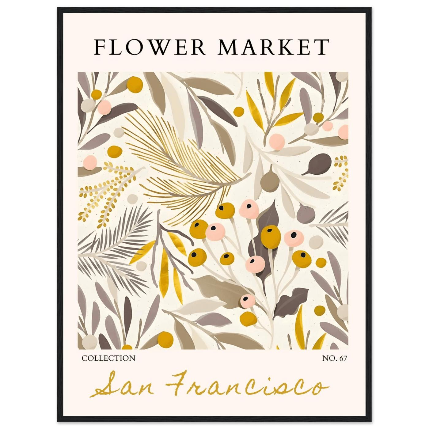 San Francisco Flower Market Collection Framed Poster – Botanical Golden Hues & Abstract Art Prints | Ready-to-Hang - Vibrantwalls