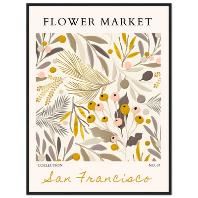 San Francisco Flower Market Collection Framed Poster – Botanical Golden Hues & Abstract Art Prints | Ready-to-Hang - Vibrantwalls