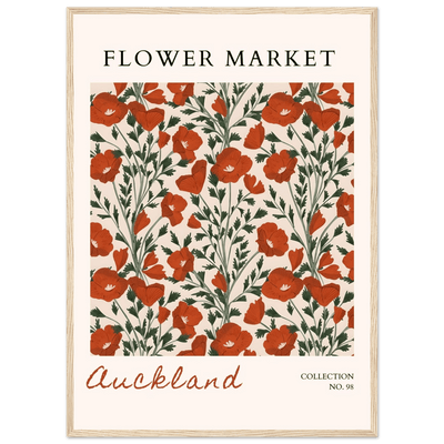 Auckland Flower Market Framed Poster – Vibrant Poppy Art Print | Ready-to-Hang Floral Decor - Vibrantwalls