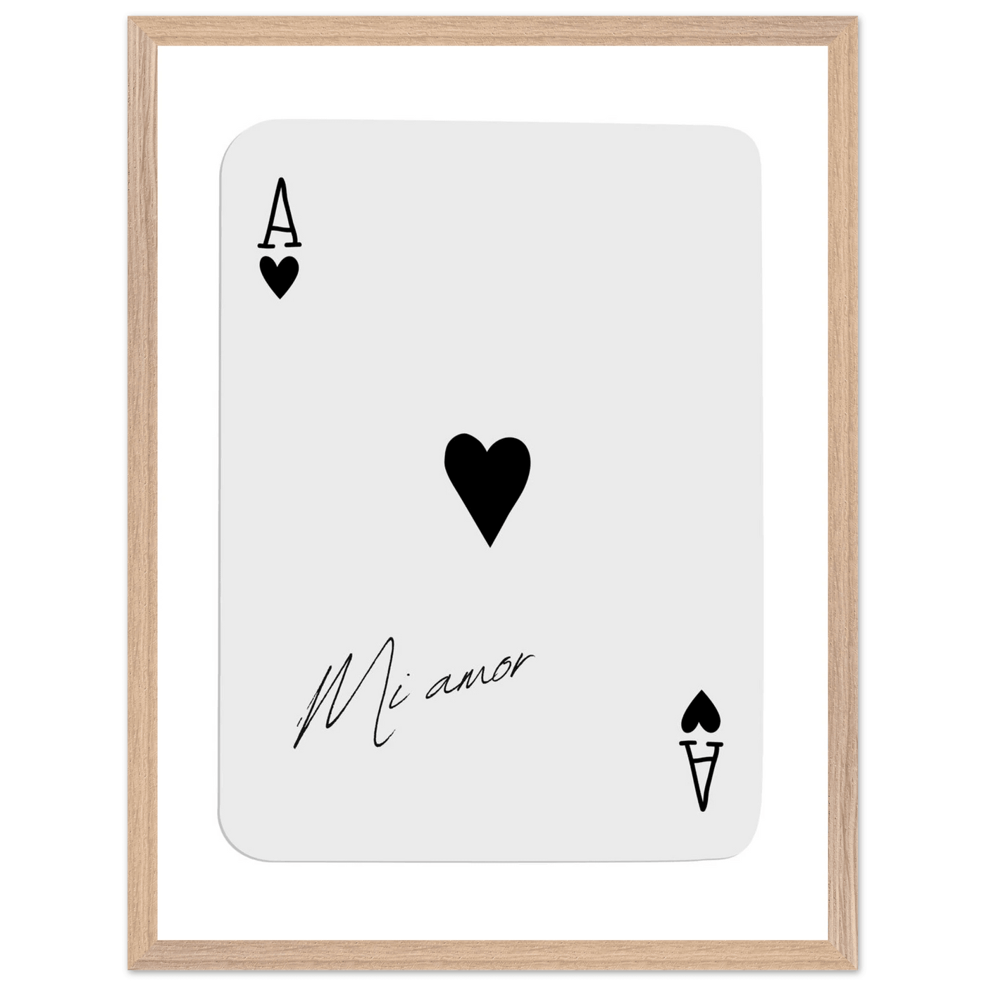 Mi Amor Ace of Hearts Framed Poster Art - Romantic Card Print with Eco-Friendly Wood Frame, Multiple Sizes & Colors - Vibrantwalls