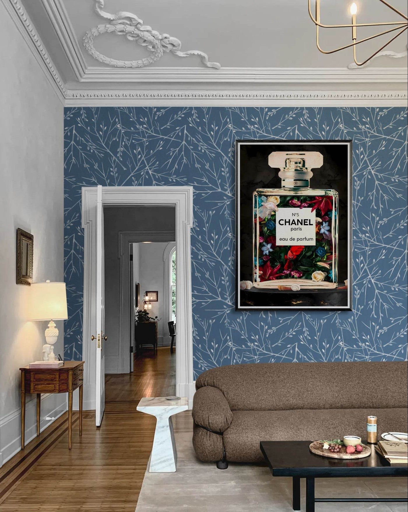 Chanel No. 5 Floral Fantasy Framed Art Print: A Timeless Blend of Iconic Fragrance and Vibrant Botanicals - Vibrantwalls