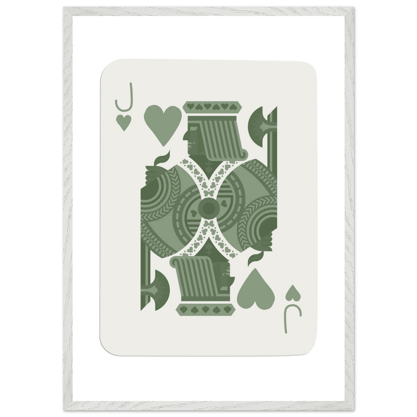 Minimalist Jack of Hearts Poker Card Print - Mounted Framed Eco-Friendly Art with Wood Frame - Vibrantwalls