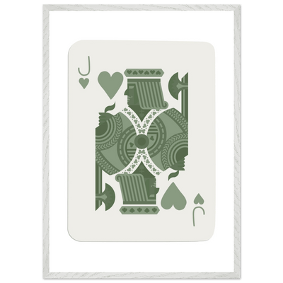 Minimalist Jack of Hearts Poker Card Print - Mounted Framed Eco-Friendly Art with Wood Frame - Vibrantwalls