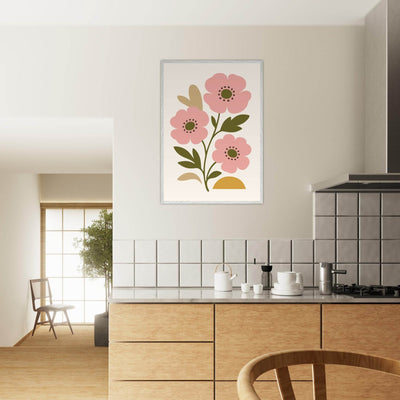 Abstract Floral Bloom - Minimalist Pink Flowers - Vibrantwalls