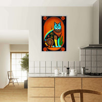 Boho Chic Cat Art Cubism Style Abstract Geometric Poster Wall Art - Vibrantwalls