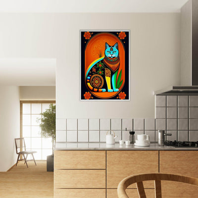 Boho Chic Cat Art - Vibrantwalls
