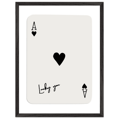 Lucky Ace of Hearts Framed Poster Art - Playful Poker Card Print in Eco-Friendly Wood Frame - Vibrantwalls