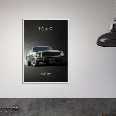 1968 Bullitt Mustang GT - 50th Anniversary Framed Poster | Iconic Green, Ready-to-Hang, Premium Quality - Vibrantwalls
