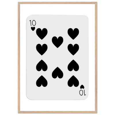 Minimalist Ten of Hearts Poker Card Print - Mounted Framed Eco-Friendly Wall Art for Game Rooms & Modern Decor - Vibrantwalls