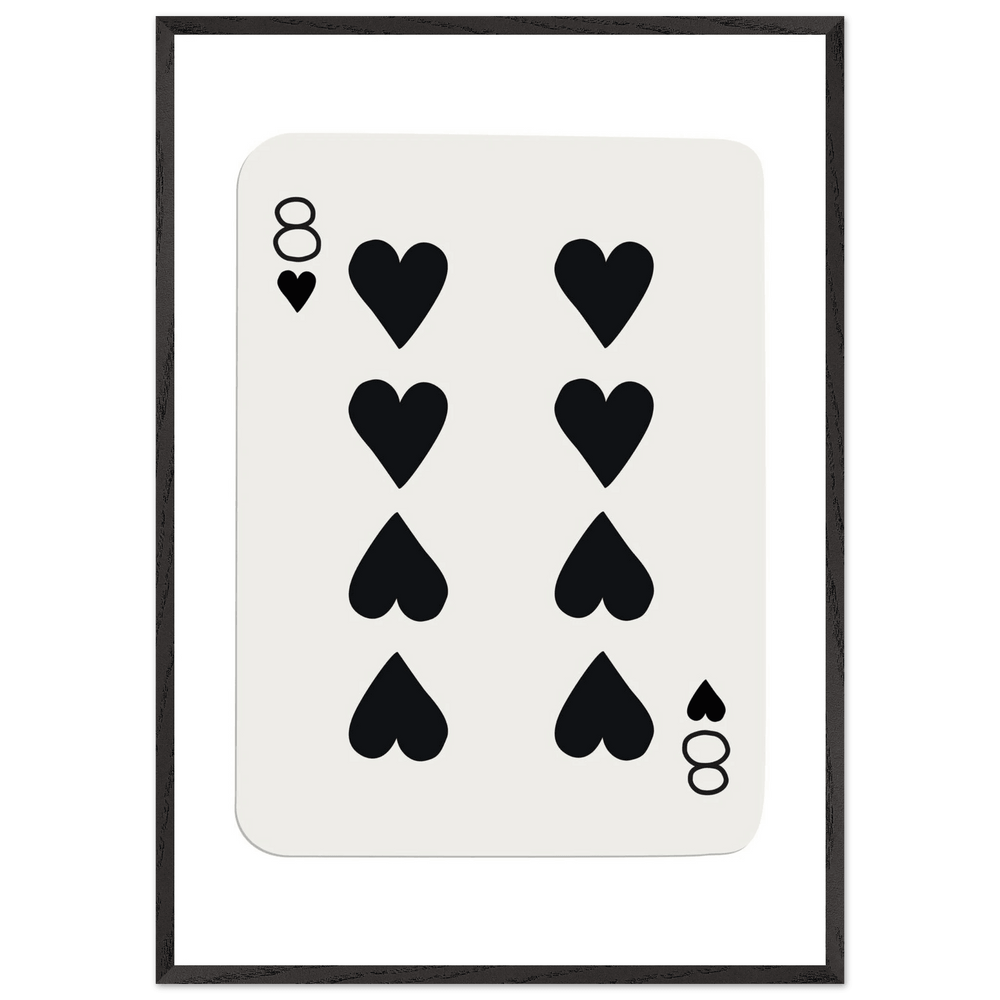 Minimalist Eight of Hearts Poker Card Print - Framed Wall Art, Sustainable Wood Frame, Choose Your Finish & Size - Vibrantwalls