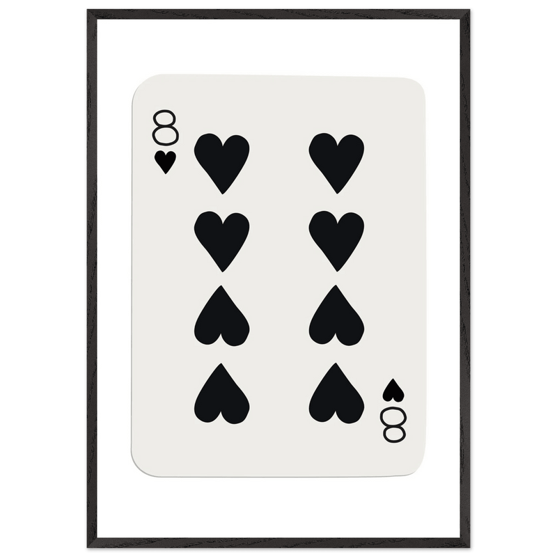 Minimalist Eight of Hearts Poker Card Print - Framed Wall Art, Sustainable Wood Frame, Choose Your Finish & Size - Vibrantwalls