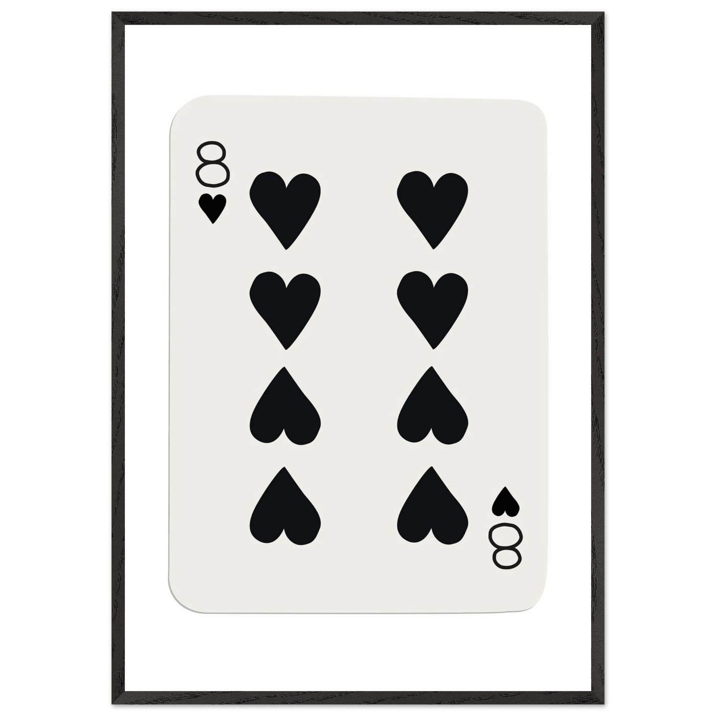 Minimalist Eight of Hearts Poker Card Print - Framed Wall Art, Sustainable Wood Frame, Choose Your Finish & Size - Vibrantwalls