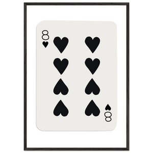 Minimalist Eight of Hearts Poker Card Print - Framed Wall Art, Sustainable Wood Frame, Choose Your Finish & Size - Vibrantwalls