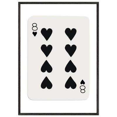 Minimalist Eight of Hearts Poker Card Print - Framed Wall Art, Sustainable Wood Frame, Choose Your Finish & Size - Vibrantwalls