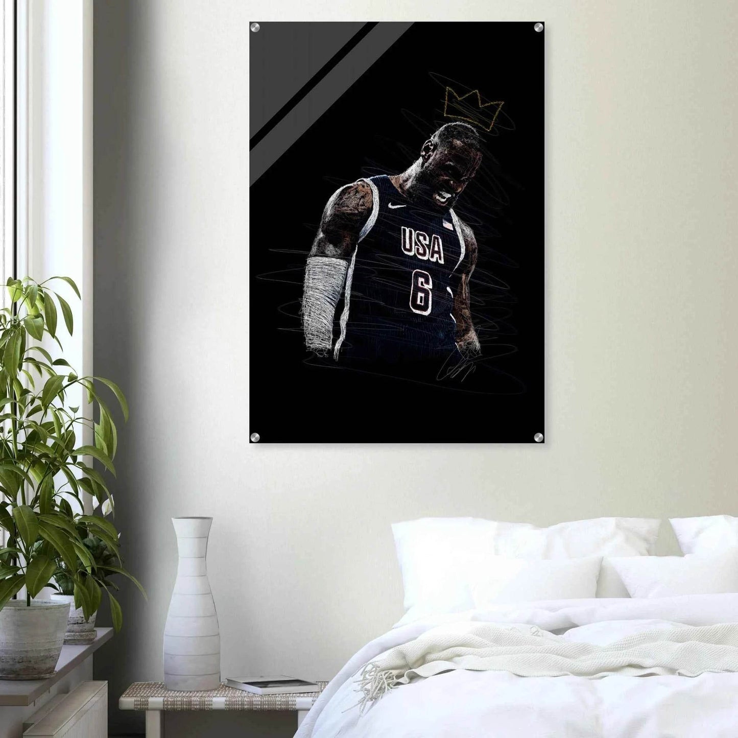 LeBron James 'King' Sketch Acrylic Print – Dynamic, Modern Sports Wall Art in Multiple Sizes - Vibrantwalls
