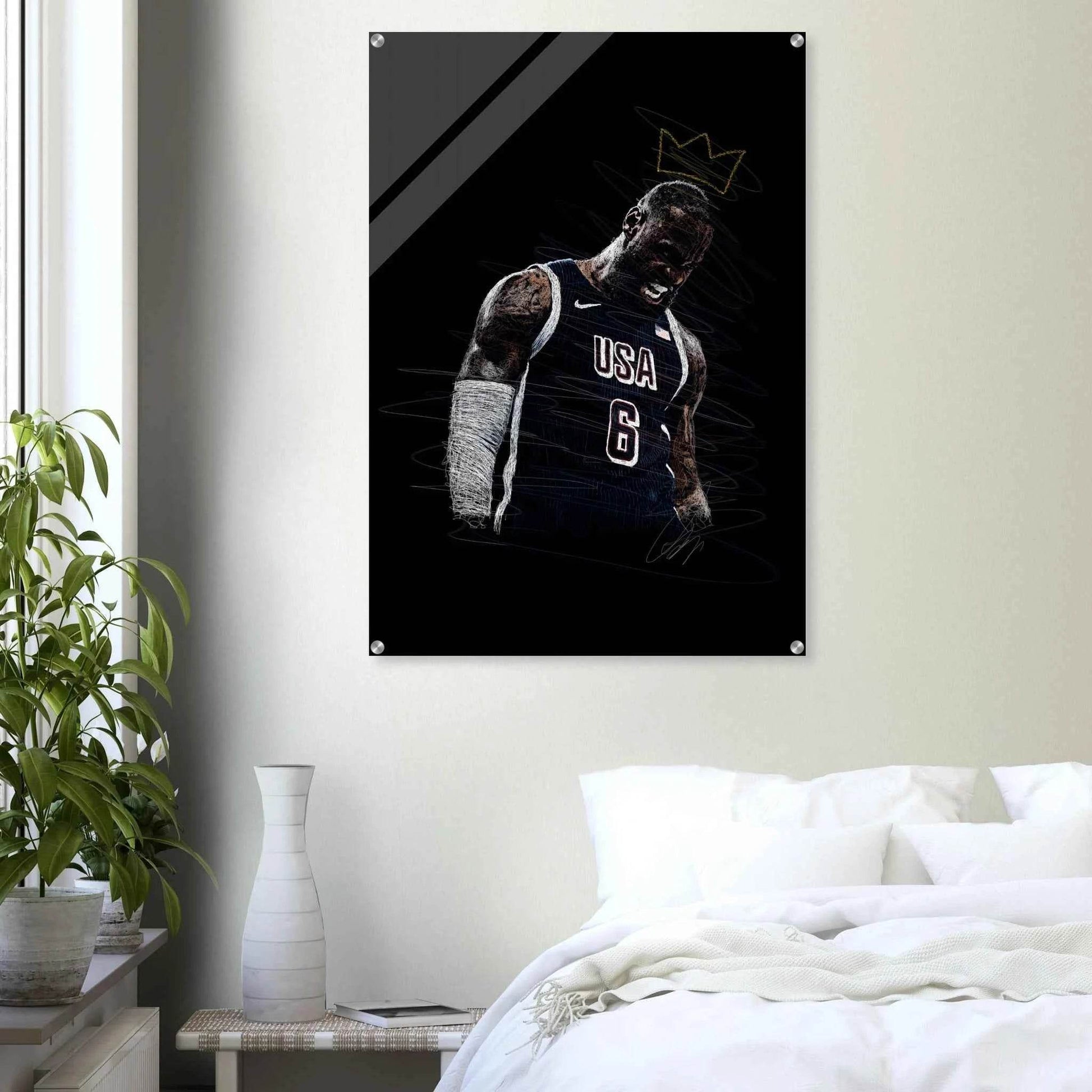 LeBron James 'King' Sketch Acrylic Print – Dynamic, Modern Sports Wall Art in Multiple Sizes - Vibrantwalls