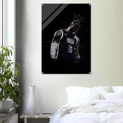 LeBron James 'King' Sketch Acrylic Print – Dynamic, Modern Sports Wall Art in Multiple Sizes - Vibrantwalls