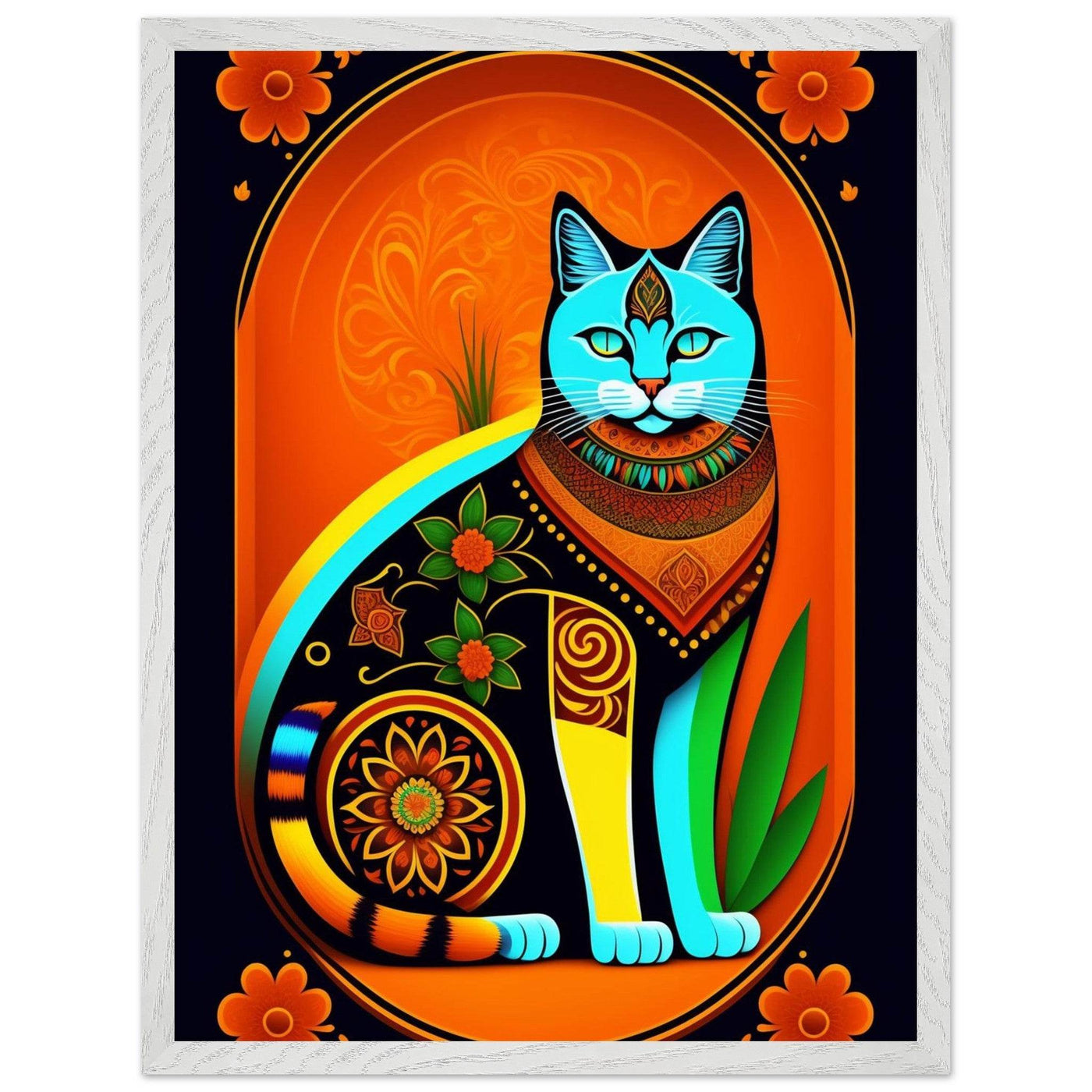 Boho Chic Cat Art - Vibrantwalls