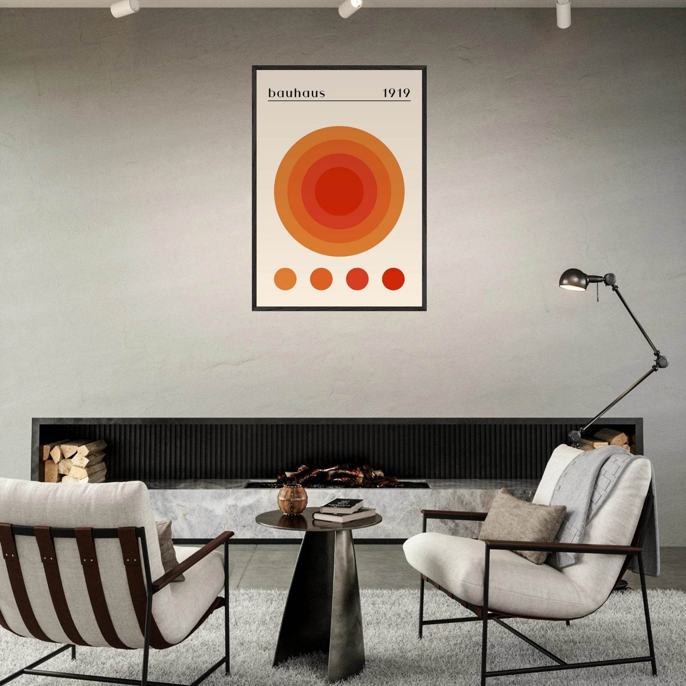 Bauhaus 1919 Orange & Red Circles - Vibrantwalls