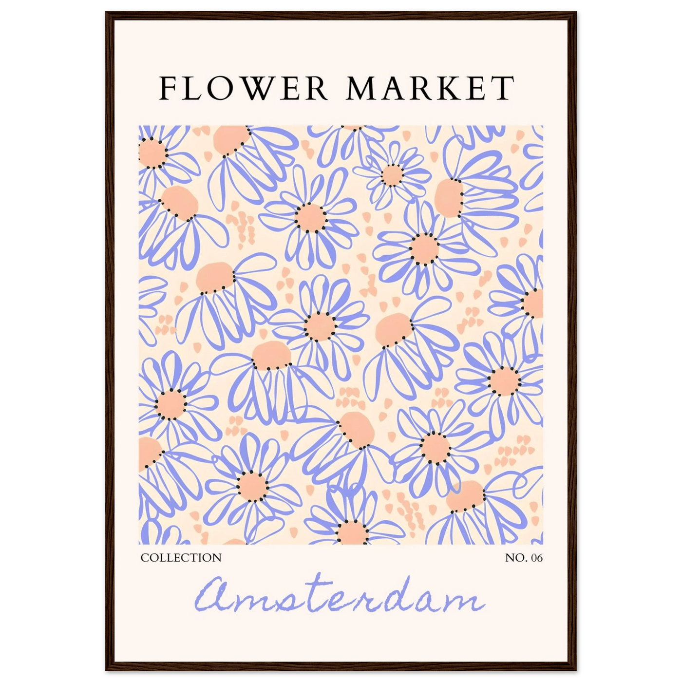 Abstract Floral Market Framed Poster – Whimsical Amsterdam Daisy Art Prints | Ready-to-Hang in Various Sizes - Vibrantwalls