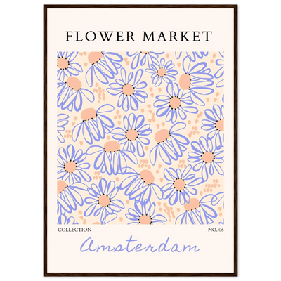 Abstract Floral Market Framed Poster – Whimsical Amsterdam Daisy Art Prints | Ready-to-Hang in Various Sizes - Vibrantwalls