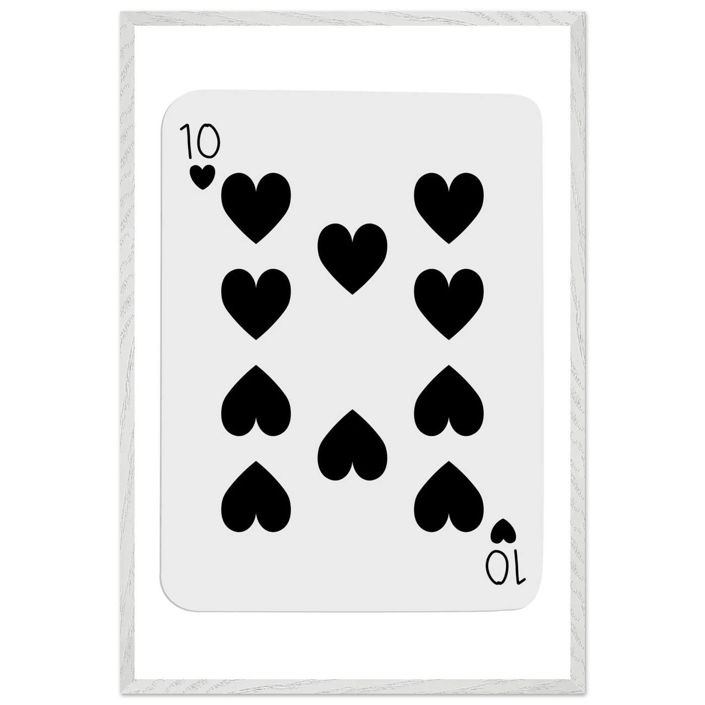 Minimalist Ten of Hearts Poker Card Print - Mounted Framed Eco-Friendly Wall Art for Game Rooms & Modern Decor - Vibrantwalls