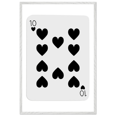 Minimalist Ten of Hearts Poker Card Print - Mounted Framed Eco-Friendly Wall Art for Game Rooms & Modern Decor - Vibrantwalls