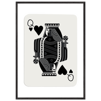 Queen of Spades Poker Card Print - Elegant Black & White Mounted Framed Poster Art, Eco-Friendly Wood Frame - Vibrantwalls