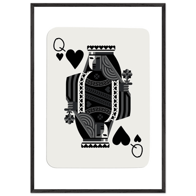 Queen of Spades Poker Card Print - Elegant Black & White Mounted Framed Poster Art, Eco-Friendly Wood Frame - Vibrantwalls