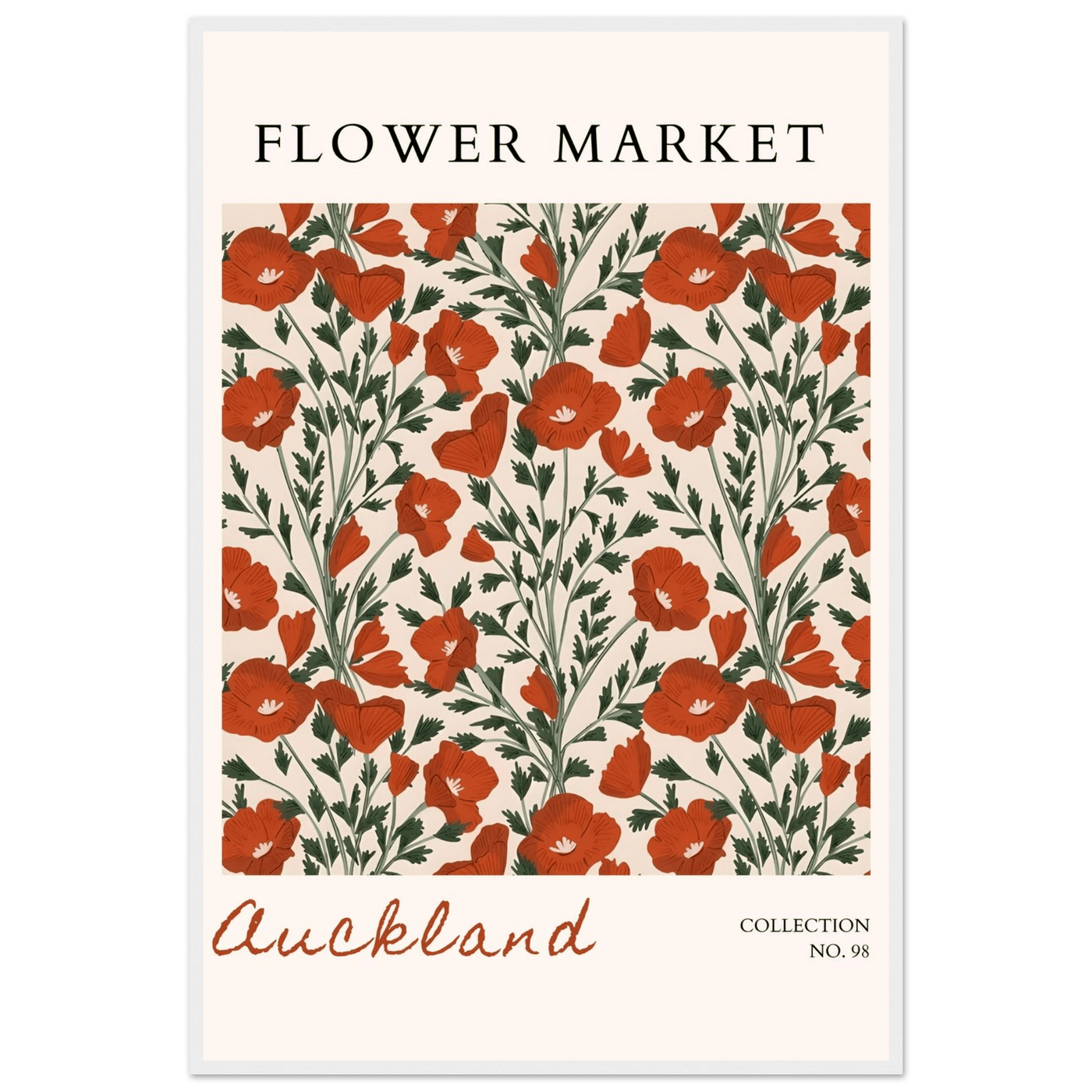 Auckland Flower Market Framed Poster – Vibrant Poppy Art Print | Ready-to-Hang Floral Decor - Vibrantwalls