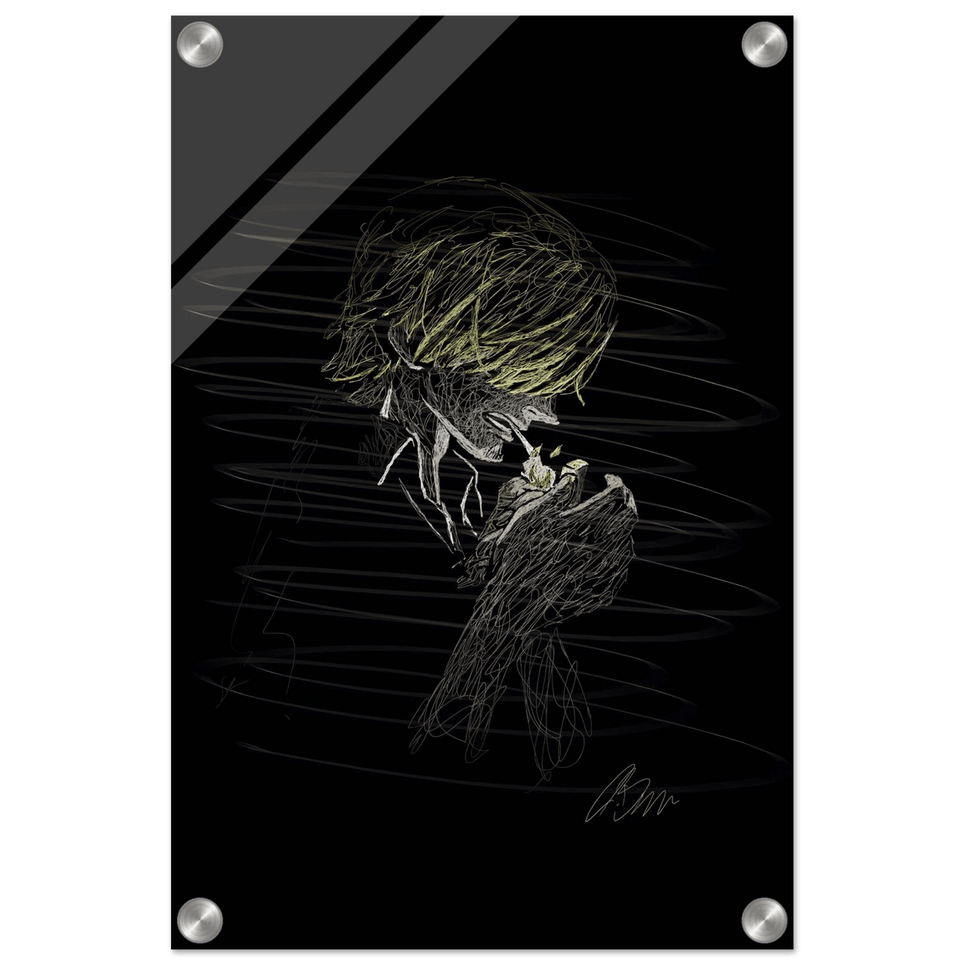 Manga Anime Wall Decor - Scribble Art Acrylic Print for Abstract Luminous Modern Home Aesthetics - Vibrantwalls