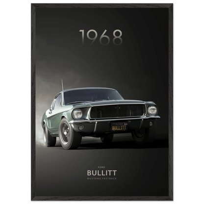 1968 Bullitt Mustang Poster - Framed Print for 50th Anniversary Celebration - Vibrantwalls