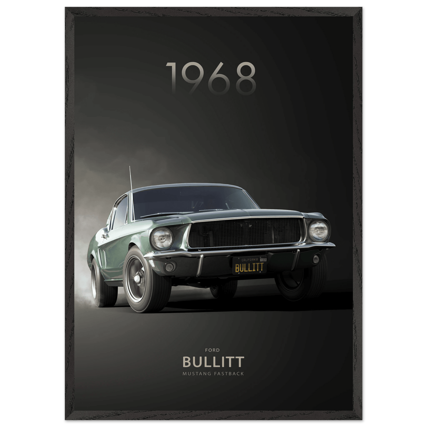 1968 Bullitt Mustang GT - 50th Anniversary Framed Poster | Iconic Green, Ready-to-Hang, Premium Quality - Vibrantwalls