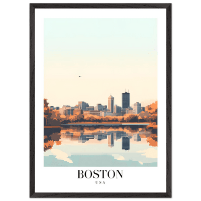 Boston Cityscape Framed Poster – Modern Travel Wall Art with Wooden Frame & Multiple Sizes - Vibrantwalls