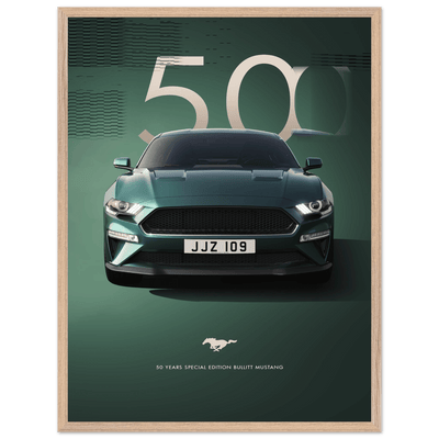 1968 Bullitt Mustang GT - 50th Anniversary Framed Poster | Iconic Dark Highland Green, Ready-to-Hang Wall Art - Vibrantwalls