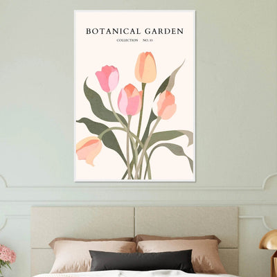 Botanical Garden Framed Posters – Soft Tulip Hues & Abstract Nature Art Prints | Ready-to-Hang in Your Choice of Frame - Vibrantwalls