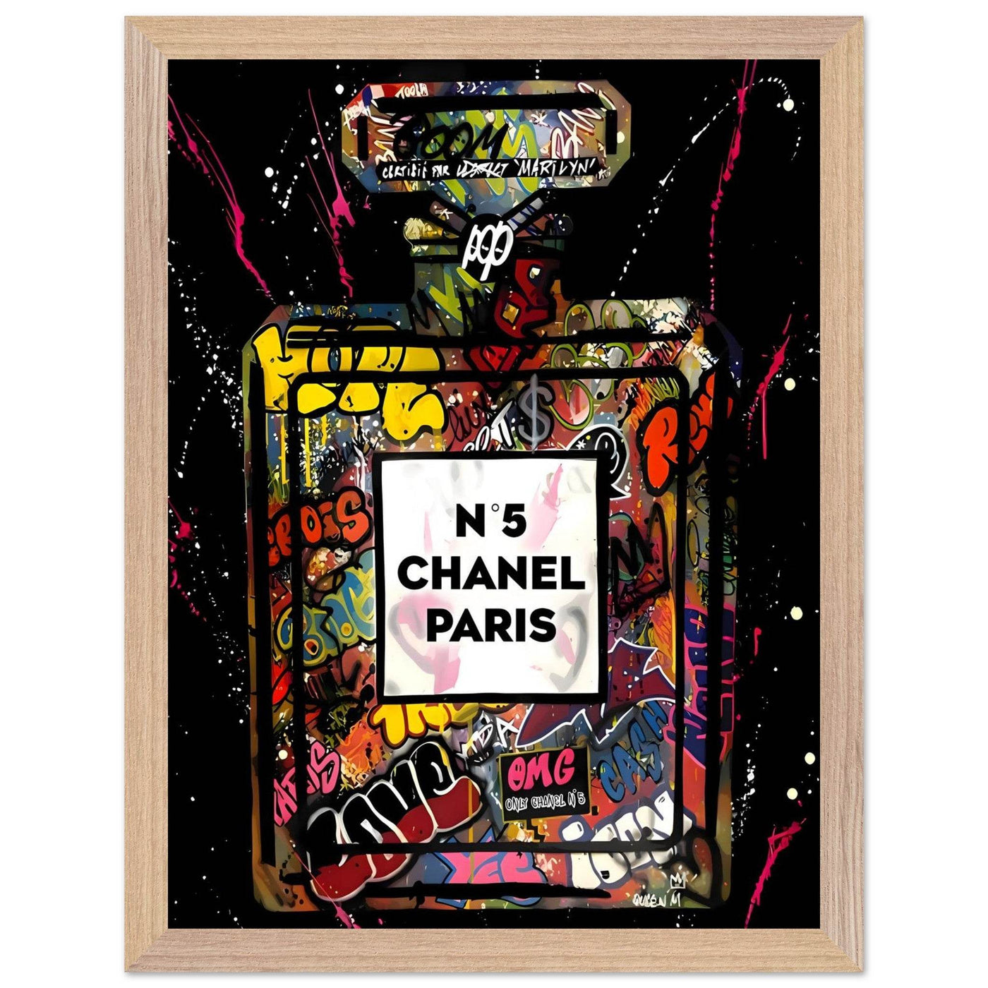 Coco Mademoiselle Chanel Perfume Pop Art Graffiti Print - Iconic Scent, Street Style Art Piece in Your Choice of Frame - Vibrantwalls