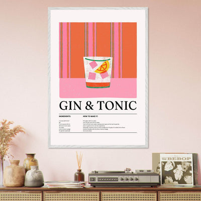 Gin Tonic Cocktail Recipe Minimalist Design Print - Vibrantwalls