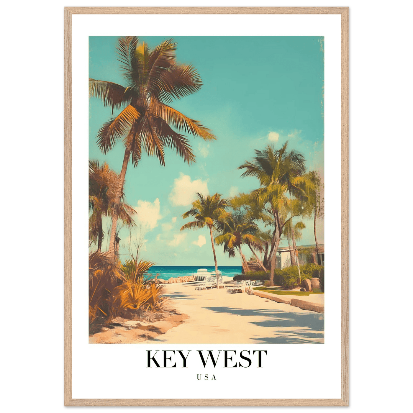 Key West USA Framed Poster – Vintage Travel Wall Art with Wooden Frame - Vibrantwalls