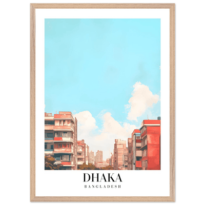 Dhaka Bangladesh Framed Poster – Pastel Cityscape Wall Art with Customizable Wooden Frame - Vibrantwalls