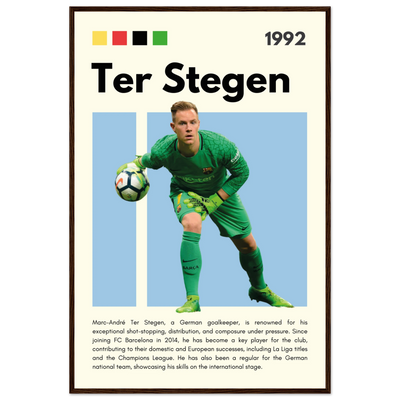 Marc-André Ter Stegen FC Barcelona Goalkeeper Framed Poster – Minimalist Football Art Print 60x90 cm 24x36″ Dark wood frame Vibrantwalls