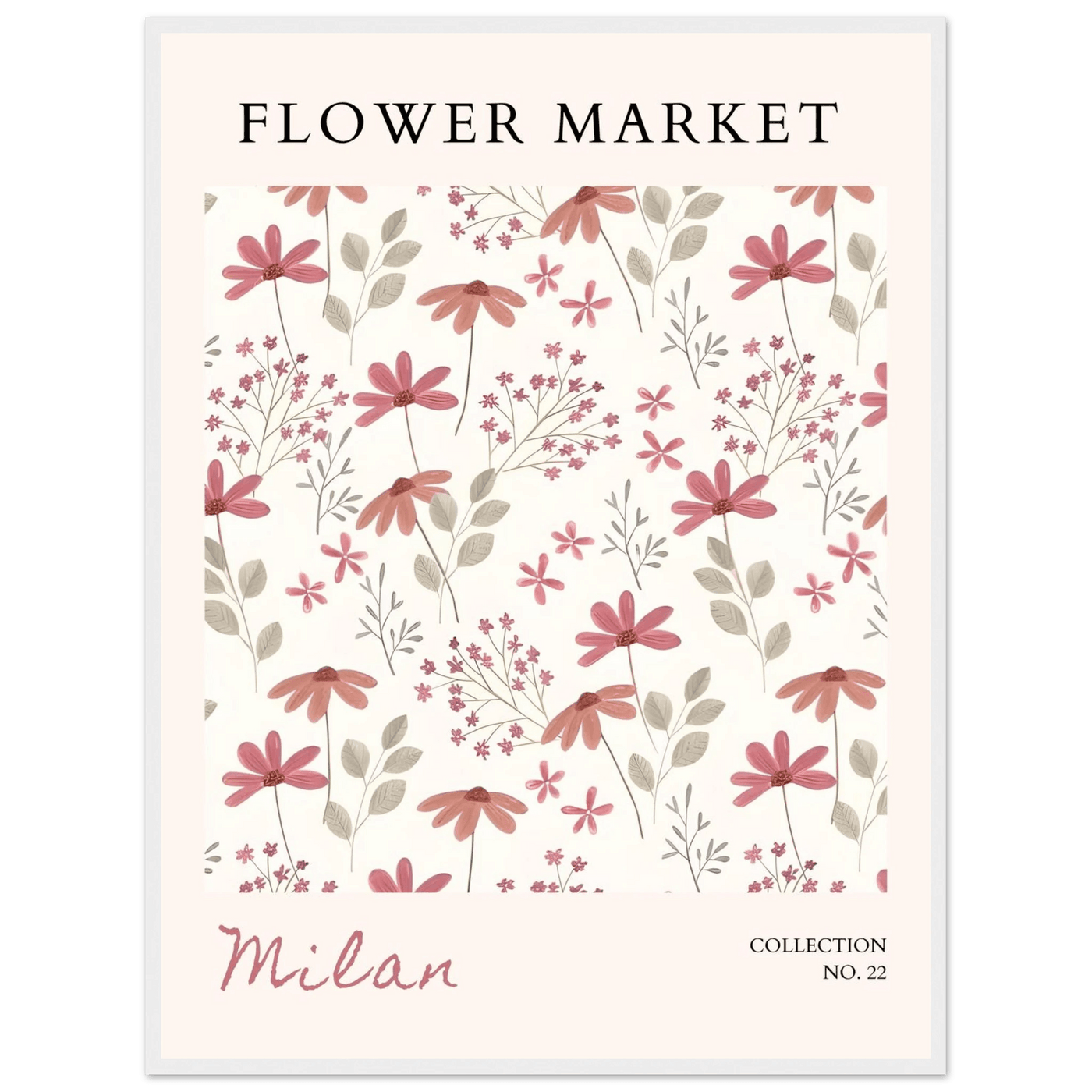 Milan Flower Market Framed Poster – Blush & Sage Floral Art Print | Ready-to-Hang Wall Decor - Vibrantwalls