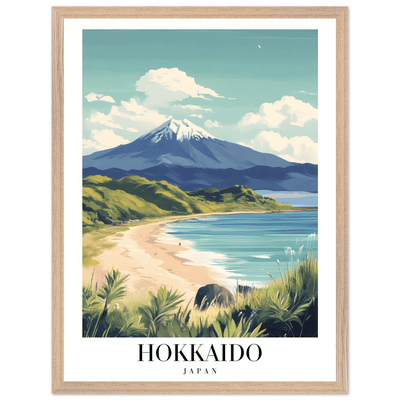 Hokkaido Japan Framed Poster – Vintage Mount Yotei Travel Wall Art with Wooden Frame - Vibrantwalls