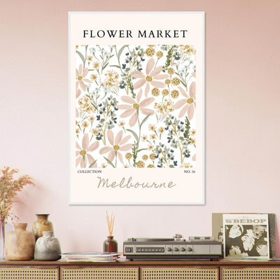 Flower Market Melbourne Framed Poster – Blush Floral & Sage Green Art Print | Ready-to-Hang Wall Decor - Vibrantwalls