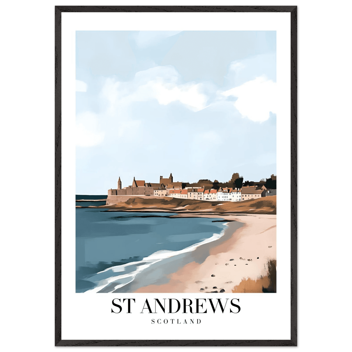 St Andrews Scotland Framed Poster – Coastal Town Wall Art with Wooden Frame - Vibrantwalls