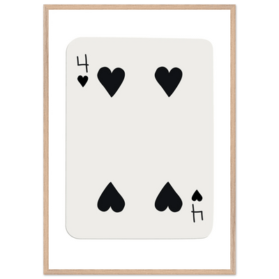 Minimalist Four of Hearts Poker Card Print - Mounted Framed Poster Art, Eco-Friendly Wood Frame - Vibrantwalls