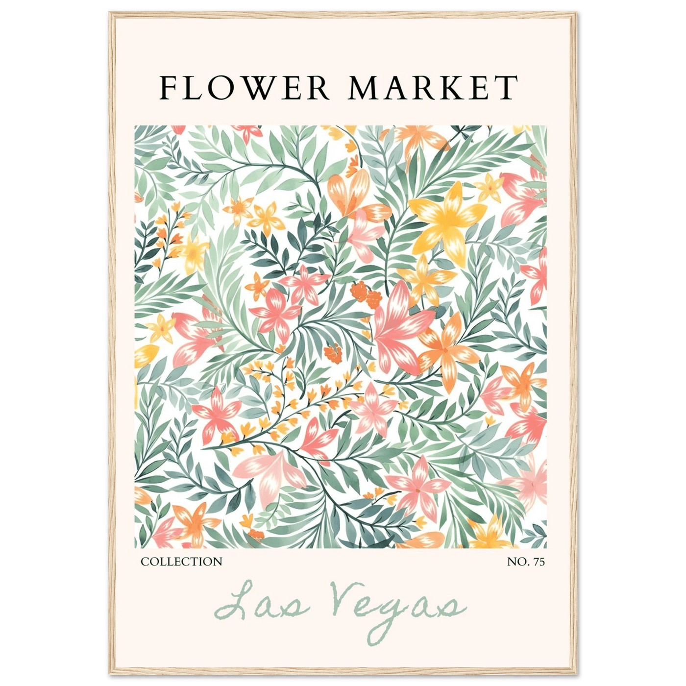 Flower Market Collection Framed Poster – Las Vegas Botanical Bliss Print | Ready-to-Hang Floral Art - Vibrantwalls