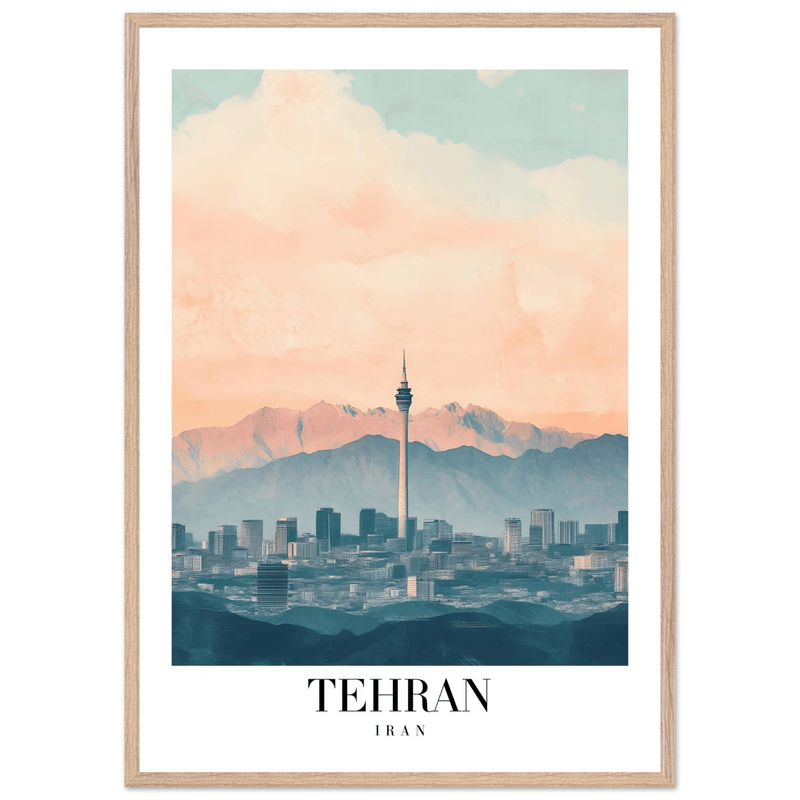 Tehran Iran Framed Poster – Serene Cityscape Wall Art with Customizable Wooden Frame & Sizes - Vibrantwalls