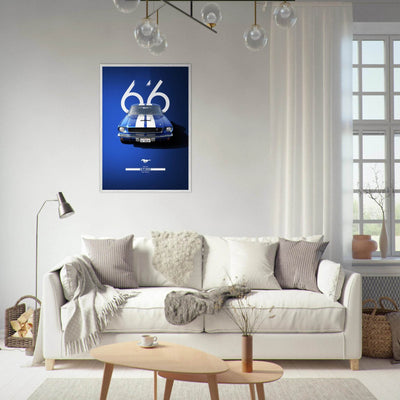 1966 Shelby GT.350 Fastback Framed Poster - Iconic Blue & White Design | Ready-to-Hang Wall Art - Vibrantwalls